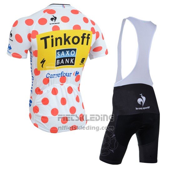 2014 Fietskleding Tour de France Saxobank Lider Wit en Rood Korte Mouwen en Koersbroek